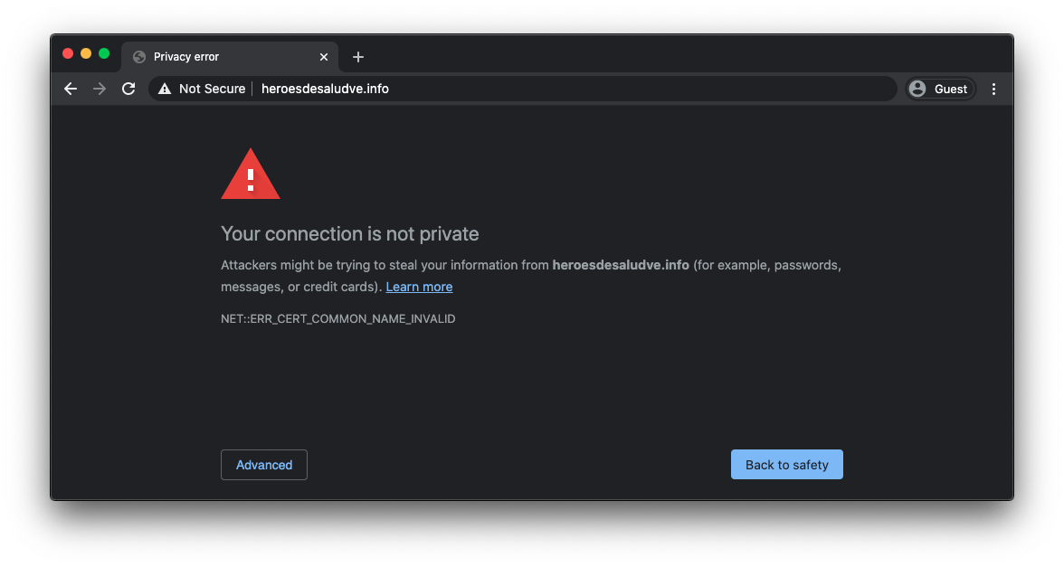 SSL certificate warning